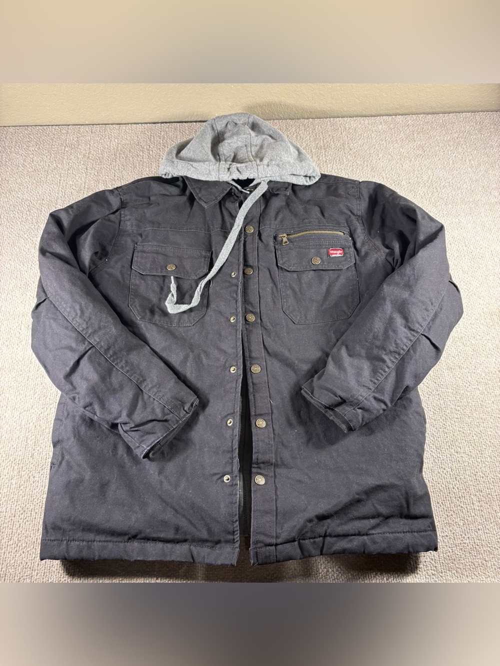 Wrangler Men's Medium Black Hooded Work Wear Full Zip Jacket